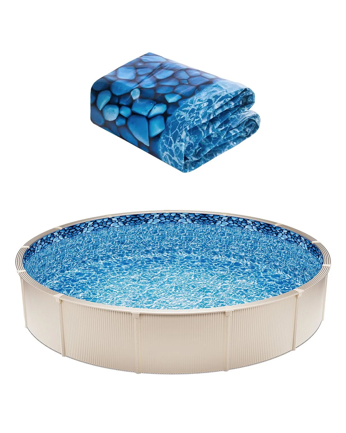 VEVOR Pool Liner for Round Above Ground Pool Ø 10.06 m, UniBead Fastening Type, Durable Vinyl Pool Liner, Standard Thickness, Wall Height 1.32 m, for Steel Wall Above Ground Swimming Pools