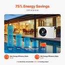 VEVOR Elektriskais baseina siltumsūknis, 1,48–7,11 kW sildīšanas jauda, energoefektīvs invertora tipa baseina ūdens sildītājs un dzesētājs virszemes baseiniem 15–30 m³, 220–240 V, 50 Hz