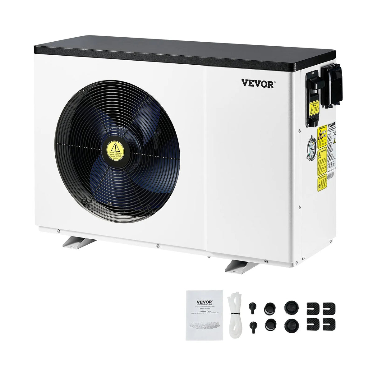 VEVOR Electric Pool Heat Pump, 2.51–11.38 kW Heating Power, Energy-Efficient Inverter Pool Water Heater and Cooler for 25–50 m³ Above-Ground Pools, AC 220–240 V, 50 Hz