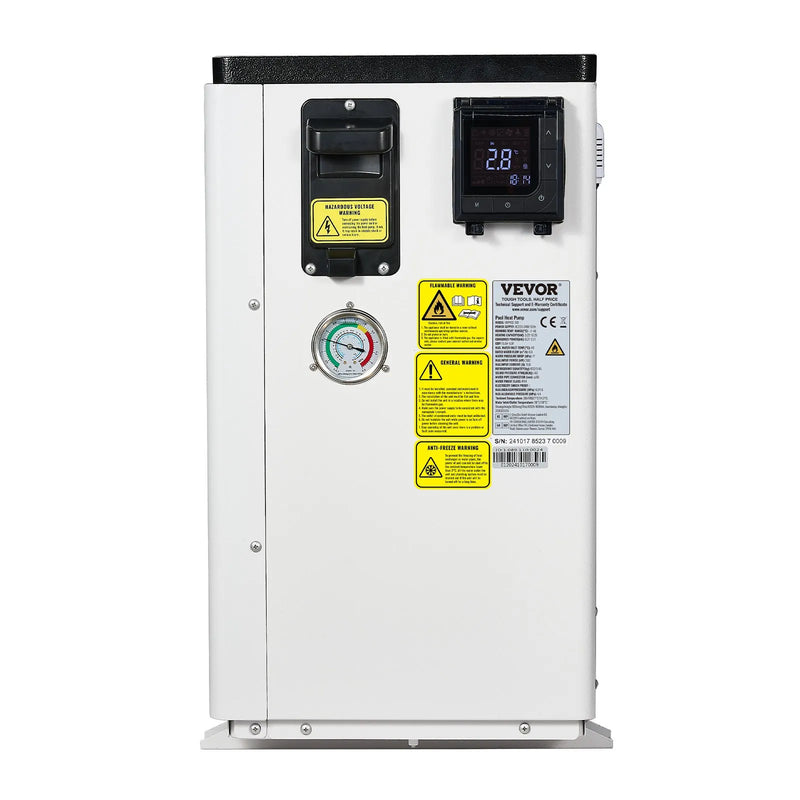 VEVOR Elektriskais baseina siltumsūknis, 3,22–15,25 kW sildīšanas jauda, energoefektīvs invertora tipa baseina ūdens sildītājs un dzesētājs 30–60 m³ virszemes baseiniem, AC 220–240 V, 50 Hz