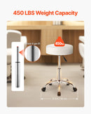 VEVOR mobilais krēsls ar riteņiem, apaļš regulējama augstuma krēsls ar 204 kg kravnesību, biezs PU ādas sēdeklis, grozāms salons, SPA, masāžas, tetovēšanas un medicīnas kabinetiem, balts