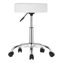 VEVOR mobilais krēsls ar riteņiem, apaļš regulējama augstuma krēsls ar 204 kg kravnesību, biezs PU ādas sēdeklis, grozāms salons, SPA, masāžas, tetovēšanas un medicīnas kabinetiem, balts