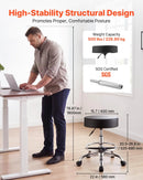 VEVOR mobilais krēsls ar riteņiem un kāju balstu, kravnesība 226,8 kg, regulējama augstuma ergonomisks krēsls ar biezu PU ādas sēdekli, 360° grozāms apaļš krēsls salonam, klīnikai un medicīnas iestādēm, melns