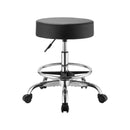 VEVOR mobilais krēsls ar riteņiem un kāju balstu, kravnesība 226,8 kg, regulējama augstuma ergonomisks krēsls ar biezu PU ādas sēdekli, 360° grozāms apaļš krēsls salonam, klīnikai un medicīnas iestādēm, melns