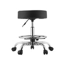 VEVOR mobilais krēsls ar riteņiem un kāju balstu, kravnesība 226,8 kg, regulējama augstuma ergonomisks krēsls ar biezu PU ādas sēdekli, 360° grozāms apaļš krēsls salonam, klīnikai un medicīnas iestādēm, melns