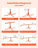 VEVOR Bērnu balansieris ar 45,4 kg slodzes ietilpību uz sēdvietu, sēdi un griezies tipa šūpoles ar 4 balsta kājām, 360° rotējošs āra rotaļu aprīkojums bērniem no 3 gadu vecuma