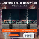 VEVOR Auksto dzirksteļu mašīna 500 W, regulējams augstums 2–4 m, DMX sistēma, LED ekrāns, rokturis, izturīgs alumīnija korpuss, skatuvei, DJ, kāzām un pasākumiem - ZEMLETES.LV