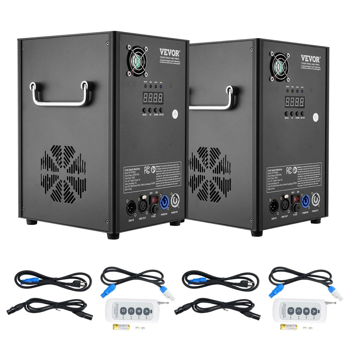 VEVOR Auksto dzirksteļu mašīna 2 gab., 700 W, regulējams augstums 2–5 m, DMX sistēma, LED ekrāns, rokturis, alumīnija korpuss, skatuvei, DJ, kāzām un pasākumiem - ZEMLETES.LV