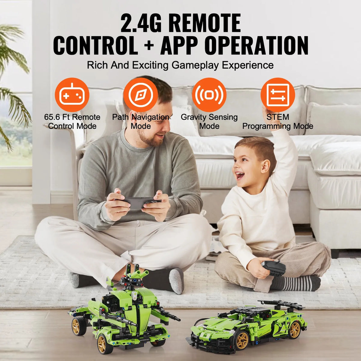 VEVOR STEM konstruktors 2 vienā, 461 detaļa, programmējams RC auto/robots, no 6 gadiem
