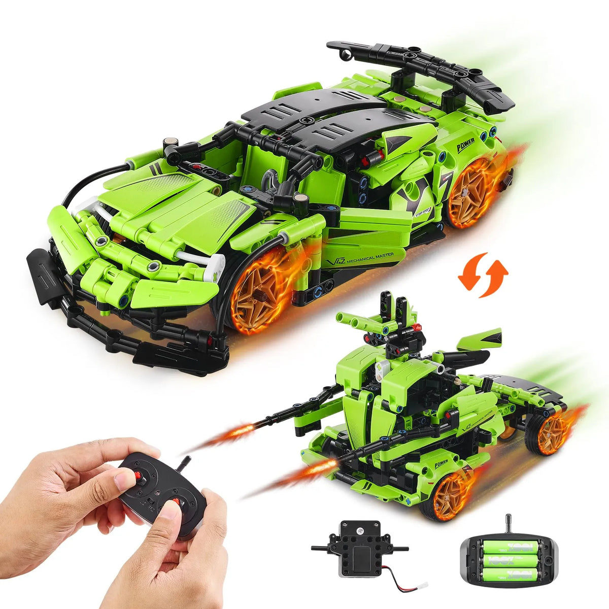 VEVOR STEM konstruktors 2 vienā, 461 detaļa, programmējams RC auto/robots, no 6 gadiem