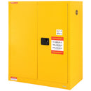 VEVOR 128,7 l uzliesmojošu šķidrumu drošības skapis 1095 × 460 × 1273 mm, Q235 auksti velmēta tērauda skapis ar 1 regulējamu plauktu, 2 manuāli aizveramām durvīm, ventilāciju un zemējumu, rūpnieciskai lietošanai, dzeltens.