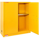 VEVOR 128,7 l uzliesmojošu šķidrumu drošības skapis 1095 × 460 × 1273 mm, Q235 auksti velmēta tērauda skapis ar 1 regulējamu plauktu, 2 manuāli aizveramām durvīm, ventilāciju un zemējumu, rūpnieciskai lietošanai, dzeltens.