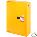 VEVOR 170,3 l uzliesmojošu šķidrumu drošības skapis 1090 × 460 × 1655 mm, Q235 auksti velmēta tērauda skapis ar 2 regulējamiem plauktiem un 2 manuāli aizveramām durvīm, rūpnieciskai lietošanai, dzeltens