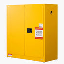 VEVOR 109,8 l uzliesmojošu šķidrumu drošības skapis 1092 × 460 × 1180 mm, Q235 un cinkota tērauda skapis ar 2 durvīm un 2 regulējamiem plauktiem, komerciālai, rūpnieciskai un mājas lietošanai, dzeltens.