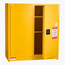 VEVOR 109,8 l uzliesmojošu šķidrumu drošības skapis 1092 × 460 × 1180 mm, Q235 un cinkota tērauda skapis ar 2 durvīm un 2 regulējamiem plauktiem, komerciālai, rūpnieciskai un mājas lietošanai, dzeltens.