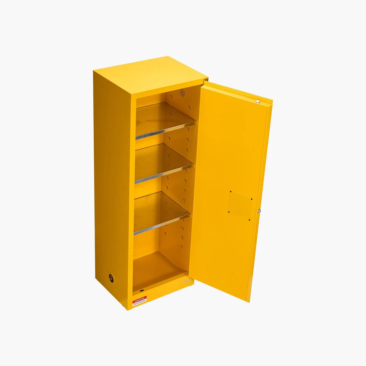 VEVOR 87,1 l tuleohtlike vedelike ohutuskapp 590 × 460 × 1651 mm, Q235 ja tsingitud terasest kapp 3 reguleeritava riiuliga, lukustatavate ustega, kaubanduslikuks, tööstuslikuks ja koduseks kasutamiseks, kollane