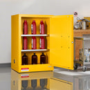 VEVOR 49,2 l uzliesmojošu šķidrumu drošības skapis, 590 × 460 × 900 mm, Q235 un cinkota tērauda skapis ar vienām durvīm un 2 regulējamiem plauktiem, rūpnieciskai un komerciālai lietošanai, dzeltens
