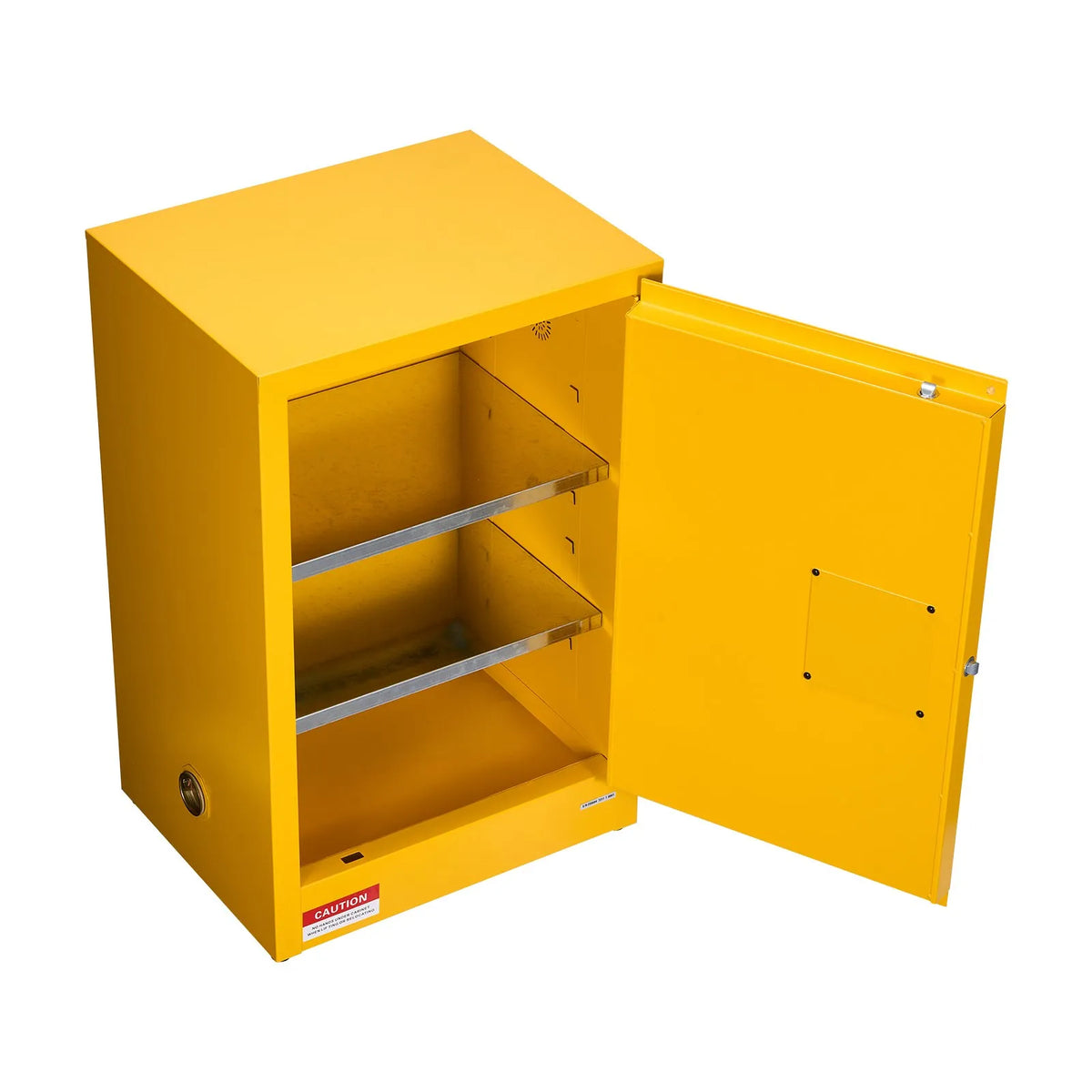 VEVOR 49,2 l tuleohtlike vedelike ohutuskapp, 590 × 460 × 900 mm, Q235 ja tsingitud terasest kapp ühe ukse ja 2 reguleeritava riiuliga, tööstuslikuks ja kaubanduslikuks kasutamiseks, kollane