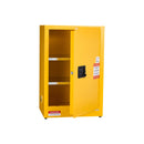 VEVOR 49,2 l uzliesmojošu šķidrumu drošības skapis, 590 × 460 × 900 mm, Q235 un cinkota tērauda skapis ar vienām durvīm un 2 regulējamiem plauktiem, rūpnieciskai un komerciālai lietošanai, dzeltens