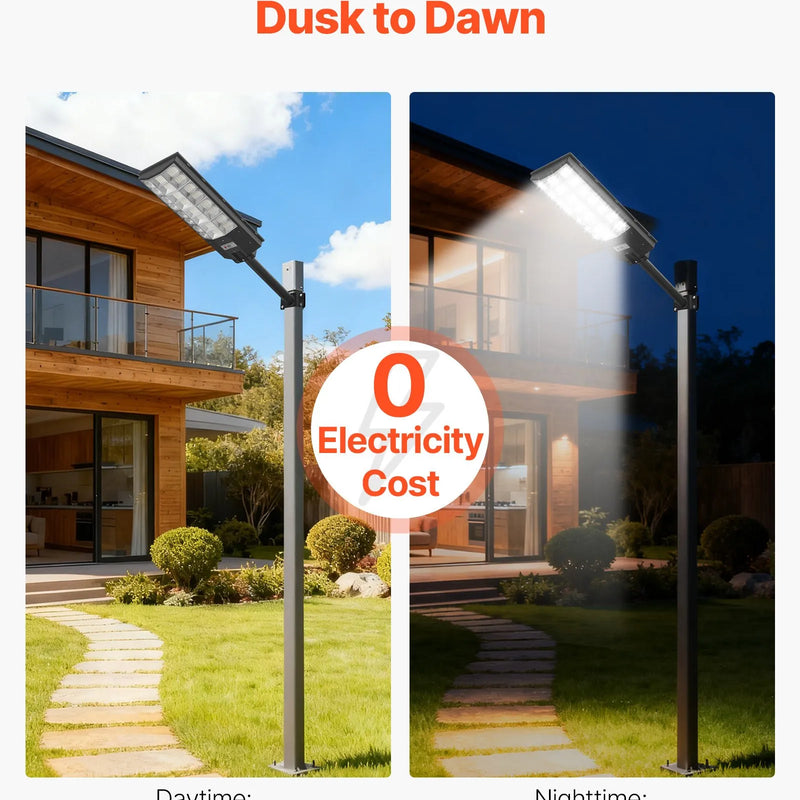 VEVOR saules ielu lampas 2 gab., 8000 W, 450 000 lm, LED āra prožektori ar kustības sensoru, krēslas–rītausmas režīms, IP67 ūdensizturība, apgaismojumam pagalmā un piebraucamajā ceļā - ZEMLETES.LV