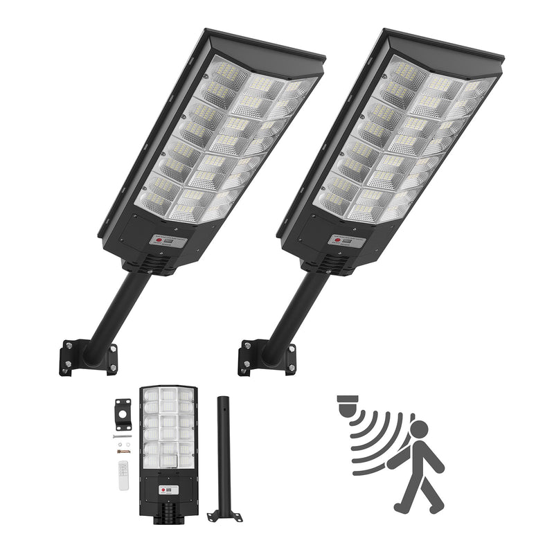 VEVOR saules ielu lampas 2 gab., 8000 W, 450 000 lm, LED āra prožektori ar kustības sensoru, krēslas–rītausmas režīms, IP67 ūdensizturība, apgaismojumam pagalmā un piebraucamajā ceļā - ZEMLETES.LV