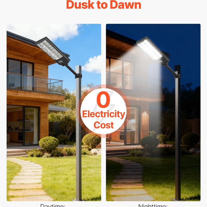 VEVOR saules ielu lampas 3 gab., 8000 W, 450 000 lm, LED āra prožektori ar kustības sensoru, krēslas–rītausmas režīms, IP65 ūdensizturība, apgaismojumam pagalmā un piebraucamajā ceļā - ZEMLETES.LV