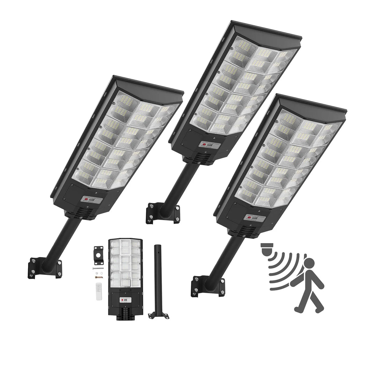 VEVOR saules ielu lampas 3 gab., 8000 W, 450 000 lm, LED āra prožektori ar kustības sensoru, krēslas–rītausmas režīms, IP65 ūdensizturība, apgaismojumam pagalmā un piebraucamajā ceļā - ZEMLETES.LV