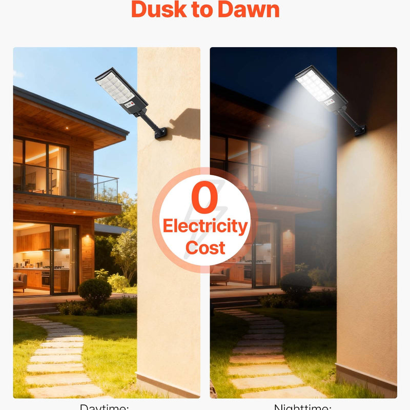 VEVOR saules ielu lampas 4 gab., 500 W, 50 000 lm, LED āra prožektori ar kustības sensoru, krēslas–rītausmas režīms, IP65 ūdensizturība, apgaismojumam pagalmā un piebraucamajā ceļā - ZEMLETES.LV