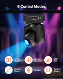 VEVOR LED kustīgās galvas skatuves gaismas, 2 gab., 30 W RGB, 8 gobo efekti un 8 krāsas, 540° panorāmas rotācija un 270° noliekšana, DMX512 un skaņas vadība, melnas