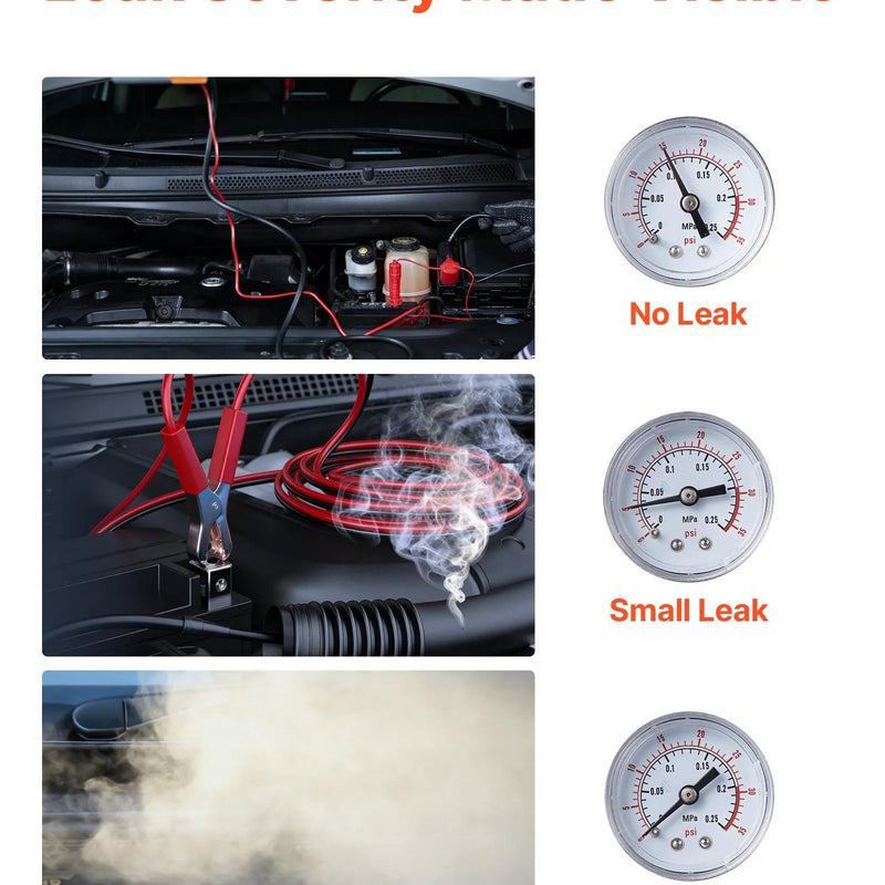 VEVOR automobiļu dūmu noplūdes detektors SD704, DC 12 V, 65 W, EVAP diagnostika, iebūvēts gaisa sūknis, spiediena mērītājs, 2 režīmi, automašīnām, motocikliem, kravas auto, laivām un ATV