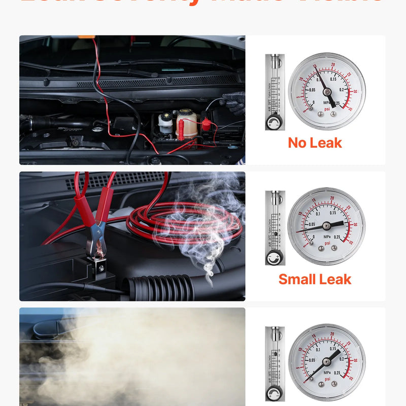 VEVOR automobiļu dūmu noplūdes detektors SD716, DC 12 V, 65 W, EVAP diagnostikas testeris, iebūvēti gaisa sūkņi, spiediena un plūsmas mērītāji, 2 režīmi, automašīnām, motocikliem, kravas auto, laivām un ATV