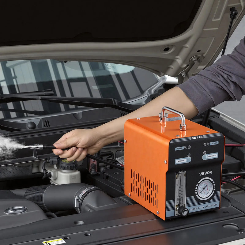 VEVOR automobiļu dūmu noplūdes detektors SD716, DC 12 V, 65 W, EVAP diagnostikas testeris, iebūvēti gaisa sūkņi, spiediena un plūsmas mērītāji, 2 režīmi, automašīnām, motocikliem, kravas auto, laivām un ATV