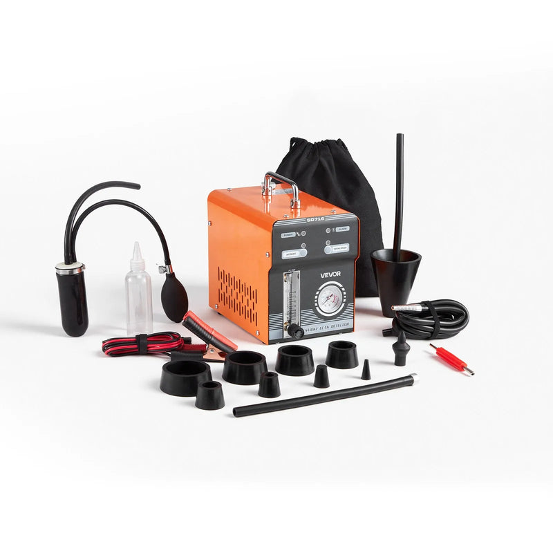 VEVOR automobiļu dūmu noplūdes detektors SD716, DC 12 V, 65 W, EVAP diagnostikas testeris, iebūvēti gaisa sūkņi, spiediena un plūsmas mērītāji, 2 režīmi, automašīnām, motocikliem, kravas auto, laivām un ATV