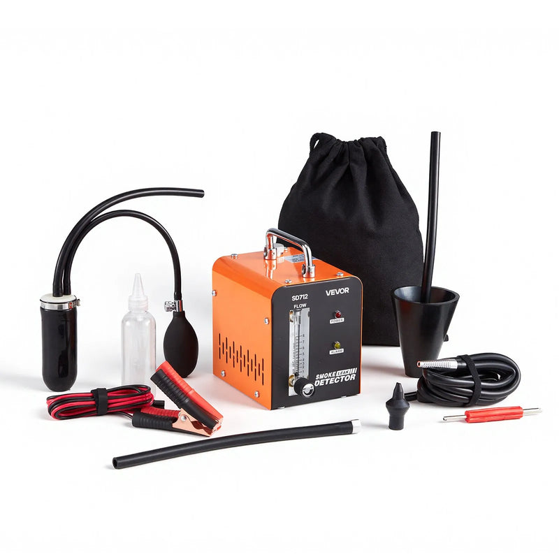VEVOR automobiļu dūmu noplūdes detektors SD712, DC 12 V, 43 W, 1 PSI / 0,07 bar, 6–8 L/min, iebūvēts gaisa sūknis un plūsmas mērītājs, EVAP un vakuuma sistēmām