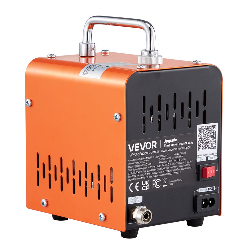 VEVOR automobiļu dūmu noplūdes detektors SD712, DC 12 V, 43 W, 1 PSI / 0,07 bar, 6–8 L/min, iebūvēts gaisa sūknis un plūsmas mērītājs, EVAP un vakuuma sistēmām