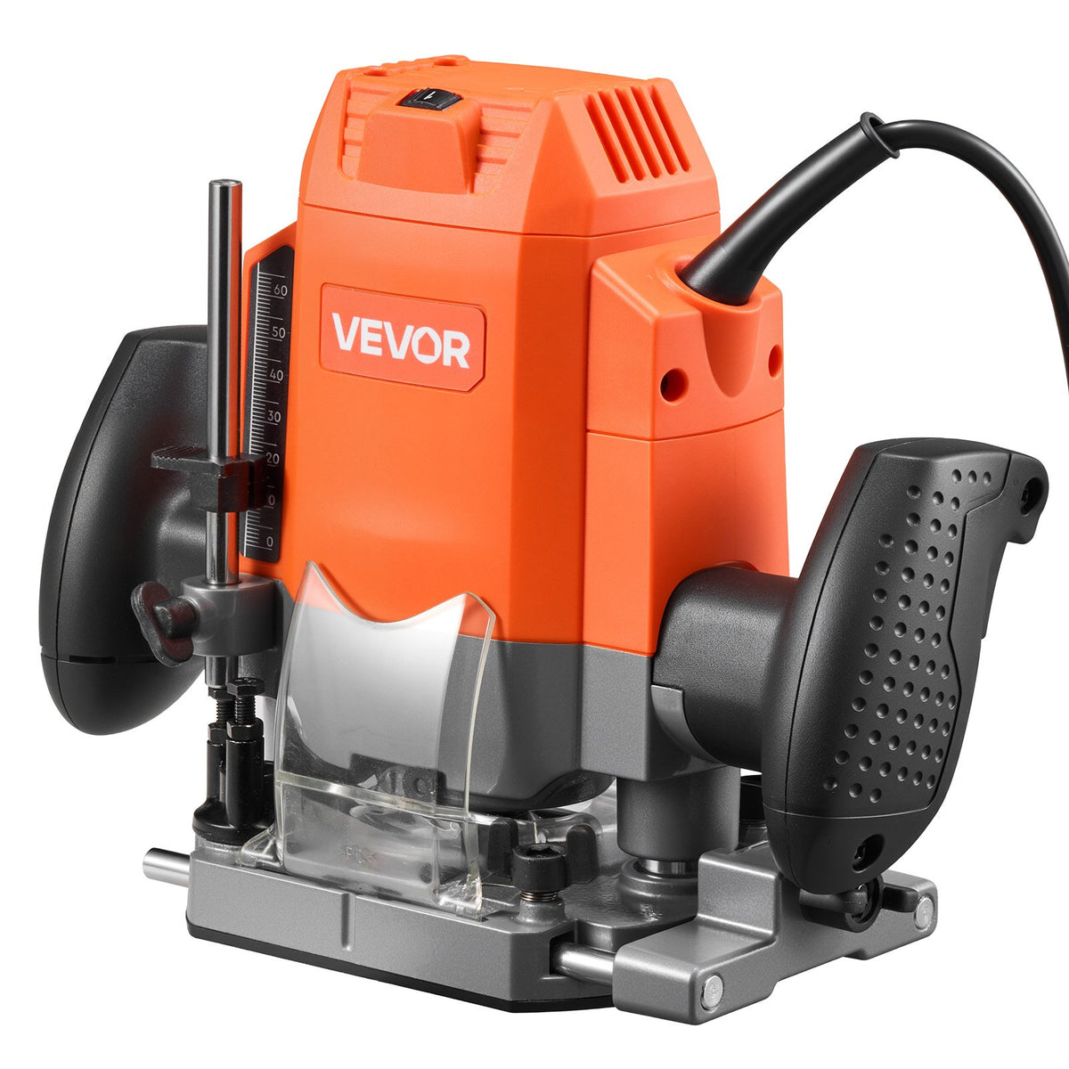 VEVOR 1200 W puidufrees, reguleeritava kiirusega ja pehme käivitamisega, kompaktne servafrees, millel on sisse tõmmatav alus, tolmukate ja paralleeljuht, sobib puidu töötlemiseks ja DIY-projektideks