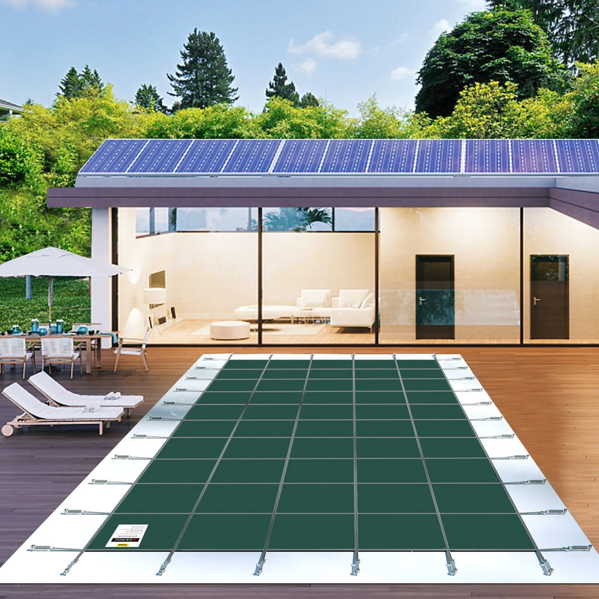 VEVOR Pool Safety Cover 5.48 × 12.8 m, Fits 4.88 × 12.19 m Rectangular In-Ground Pools, Mesh Winter Safety Cover for Swimming Pools, Green