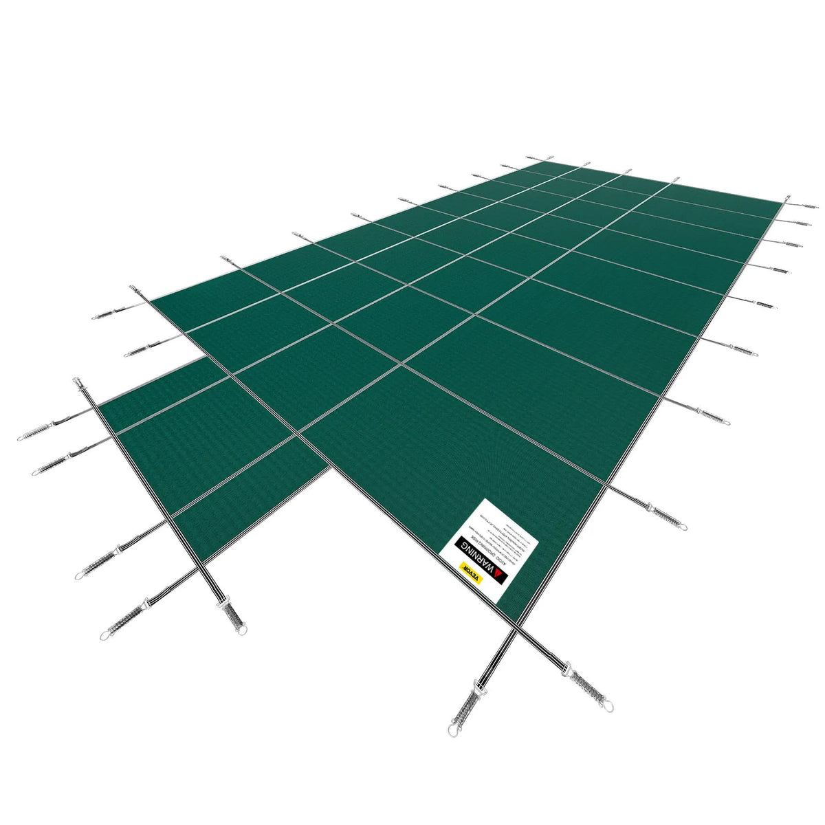 VEVOR Pool Safety Cover 18 × 36 ft (5.49 × 10.97 m) Rectangle In-Ground Pools with 1.22 × 3.05 m Central End Step, Mesh Safety Cover with Drainage Holes, Winter Pool Cover, Green