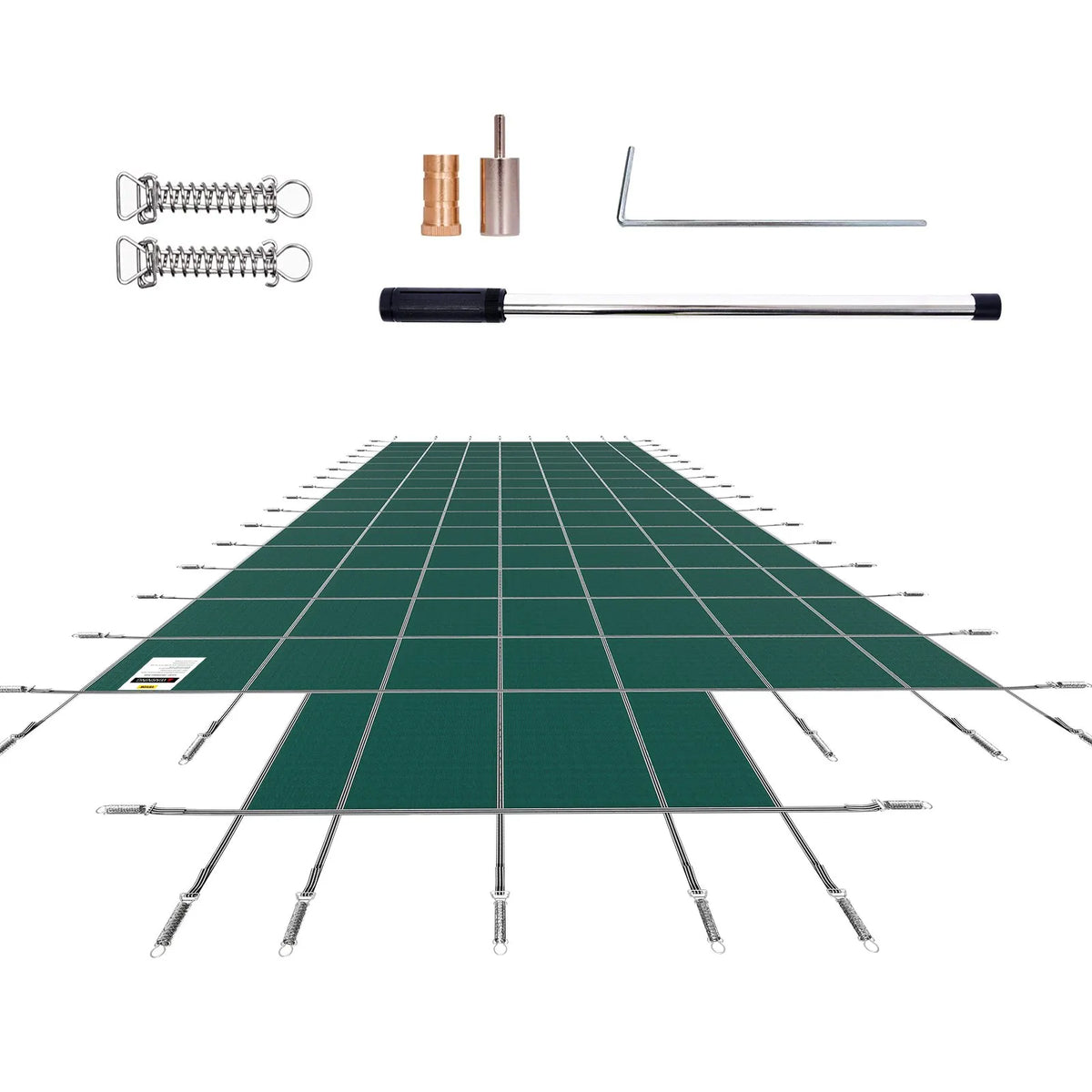 VEVOR Pool Safety Cover 20 × 40 ft (6.1 × 12.2 m) Rectangle In-Ground Pools with 1.22 × 3.05 m Central End Step, Mesh Safety Cover with Drainage Holes, Winter Pool Cover, Green