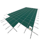 VEVOR baseina drošības pārsegs 20 × 40 ft (6,1 × 12,2 m) taisnstūra iebūvētiem baseiniem ar 1,22 × 3,05 m centrālo gala pakāpienu, sieta tipa drošības pārsegs ar drenāžas atverēm, ziemas pārsegs peldbaseinam, zaļš