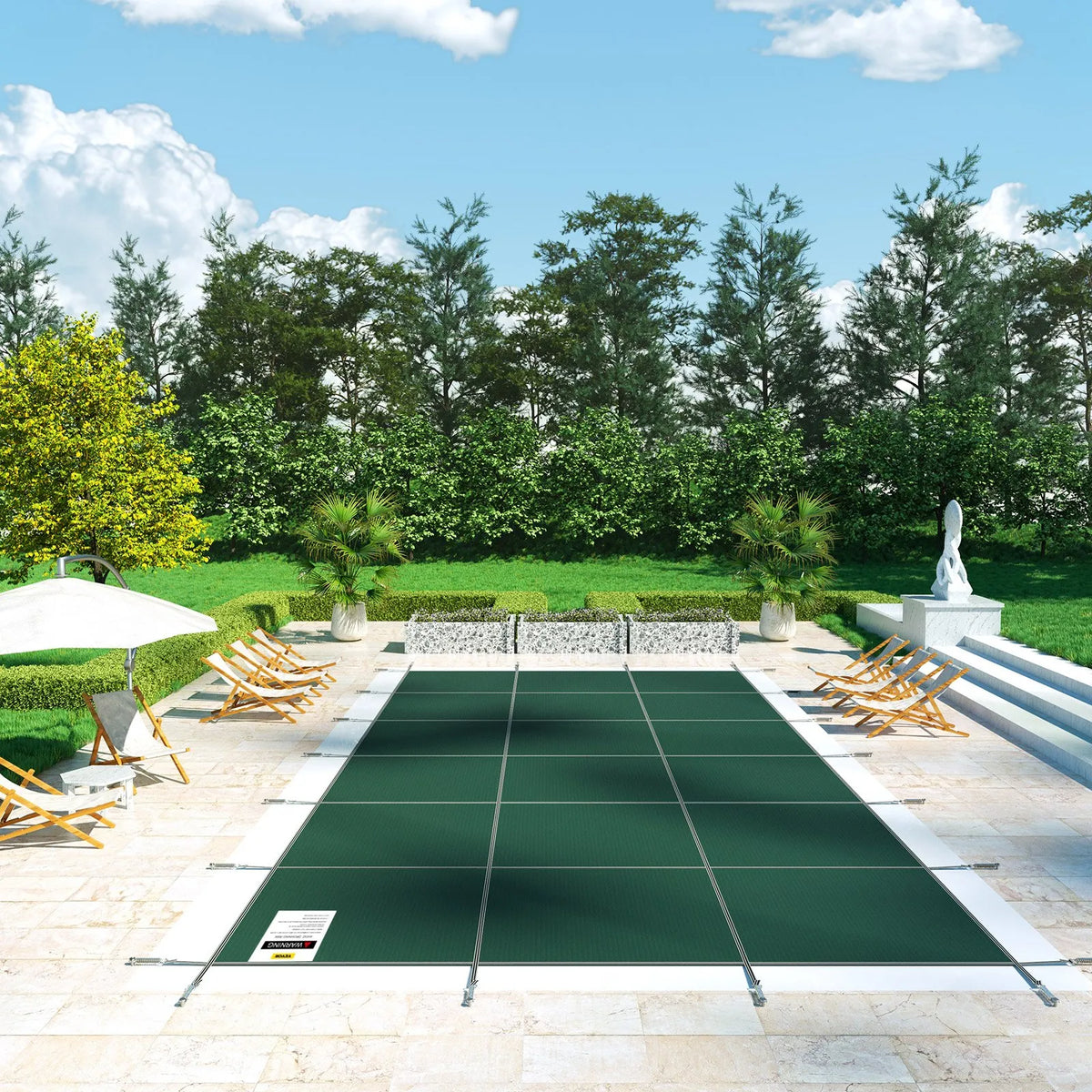 VEVOR Pool Safety Cover 6.09 × 12.19 m Rectangular In-Ground Pools, Safety Cover with Drainage Holes, Mesh Winter Cover for Swimming Pool, Green