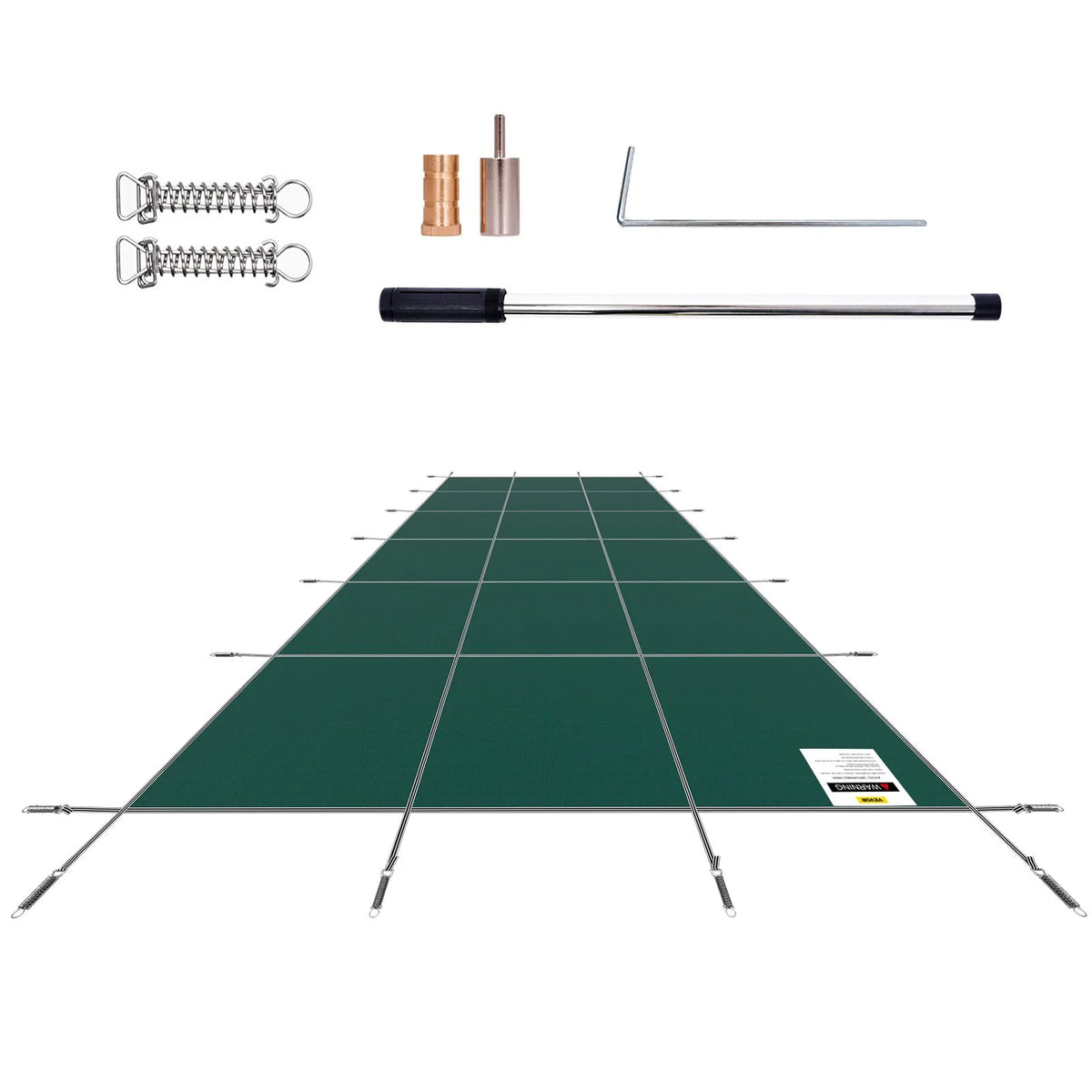 VEVOR Pool Safety Cover 6.09 × 12.19 m Rectangular In-Ground Pools, Safety Cover with Drainage Holes, Mesh Winter Cover for Swimming Pool, Green