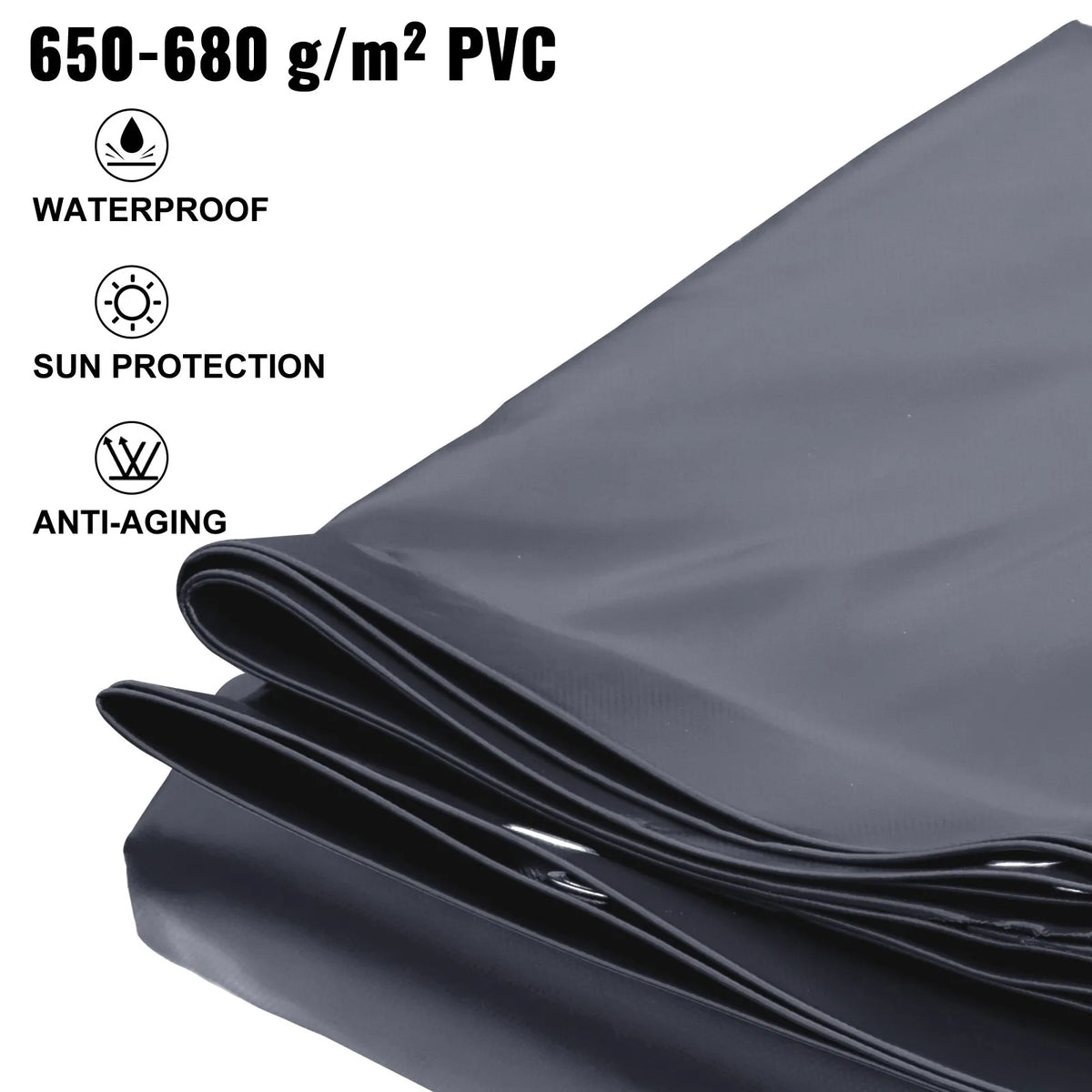 VEVOR Pool Safety Cover 3.20 × 5.67 m Rectangular In-Ground Pools, Safety Net Cover with Drainage Holes, PVC Winter Cover, Dark Grey