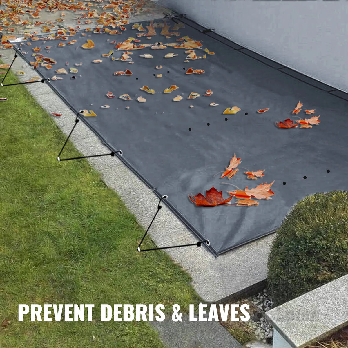 VEVOR Pool Safety Cover 3.20 × 5.67 m Rectangular In-Ground Pools, Safety Net Cover with Drainage Holes, PVC Winter Cover, Dark Grey