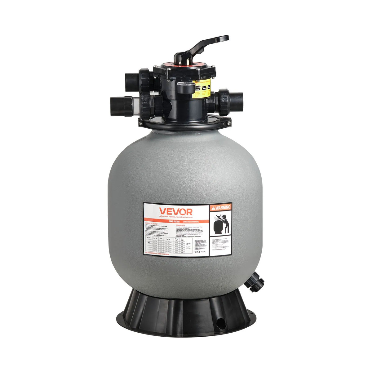 VEVOR Sand Filter for Pool, 457.2 mm, 151.4 l/min, Above-Ground and In-Ground Pool Filtration System with 7-Way Multifunction Valve (Backwash, Rinse, Recirculate, Drain, Winter, Closed Mode)
