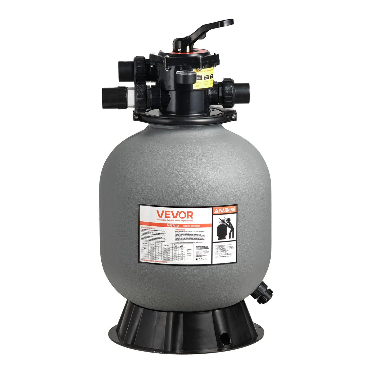 VEVOR Sand Filter for Pool, 457.2 mm, 151.4 l/min, Above-Ground and In-Ground Pool Filtration System with 7-Way Multifunction Valve (Backwash, Rinse, Recirculate, Drain, Winter, Closed Mode)