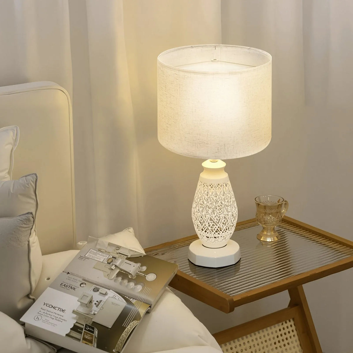 VEVOR cilindrisks lina lampas abažūrs Ø33 cm augša × Ø33 cm apakša × 25 cm augstums, vidēja izmēra abažūrs galda, grīdas un piekaramajām lampām, gaišs lins - ZEMLETES.LV