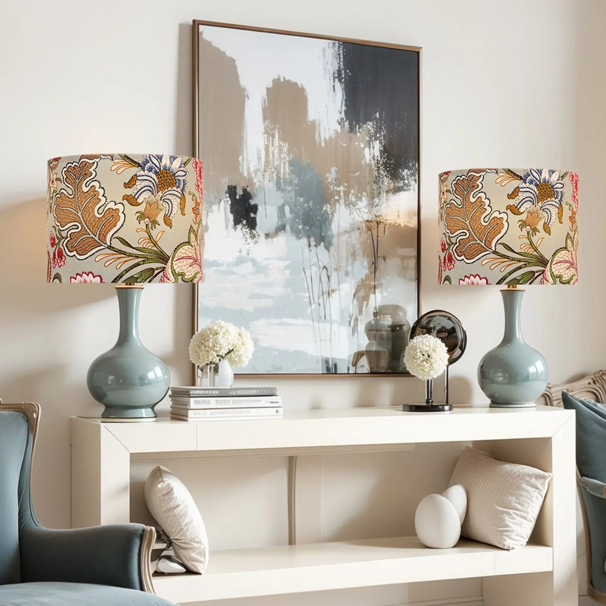 VEVOR cilindrisks lina lampas abažūrs 2 gab., Ø33 cm augša × Ø33 cm apakša × 25 cm augstums, vidēja izmēra abažūrs galda, grīdas un piekaramajām lampām, tumšs ziedu raksts - ZEMLETES.LV