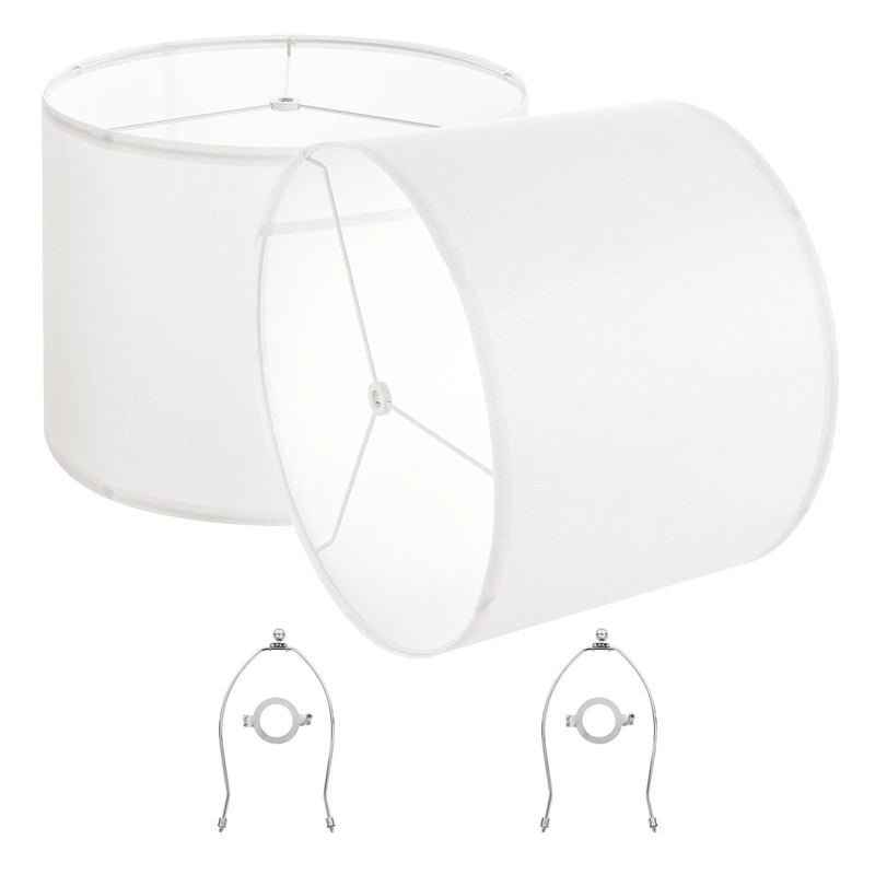 VEVOR cilindrisks lampas abažūrs 2 gab., Ø41 cm augša × Ø41 cm apakša × 30 cm augstums, liela izmēra abažūrs ar turētāju galda, grīdas un piekaramajām lampām, balts - ZEMLETES.LV