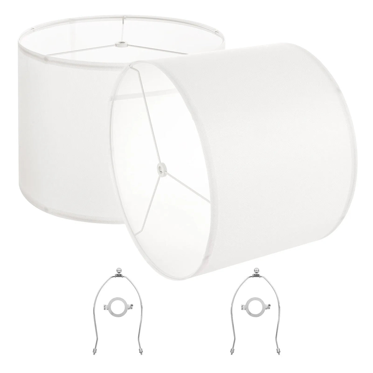 VEVOR cilindrisks lampas abažūrs 2 gab., Ø41 cm augša × Ø41 cm apakša × 30 cm augstums, liela izmēra abažūrs ar turētāju galda, grīdas un piekaramajām lampām, balts - ZEMLETES.LV